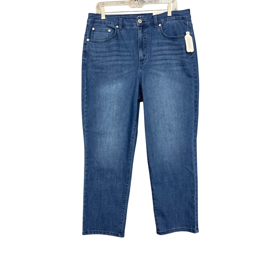 Style & Co Vintage Straight Mom Jeans‎ Womens 14 Blue High Rise Slimming NWT